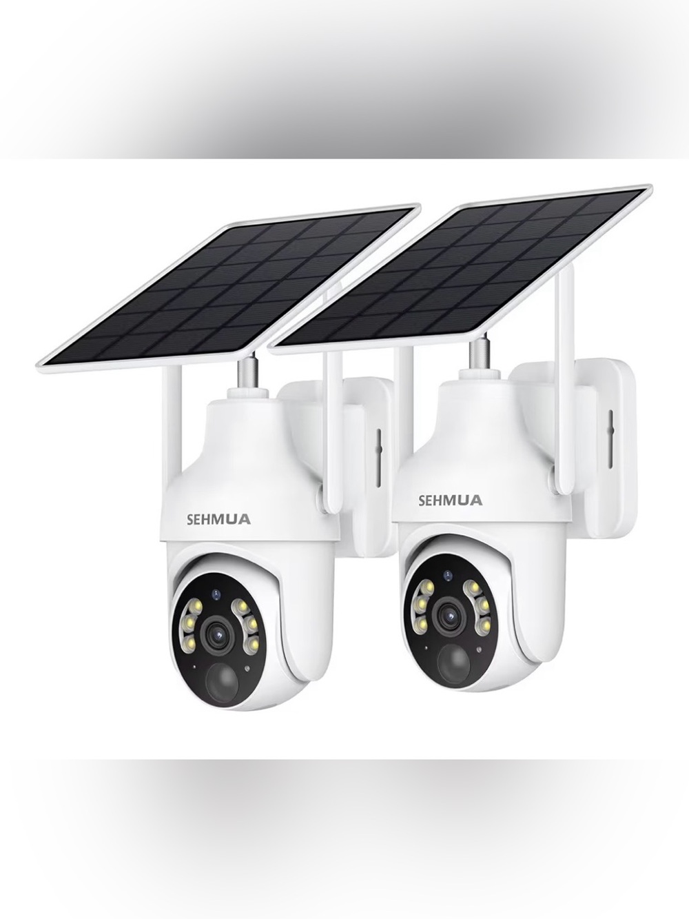2K Solar Security Cameras Wireless Outdoor, 2 Pack 360° View Pan/Tilt